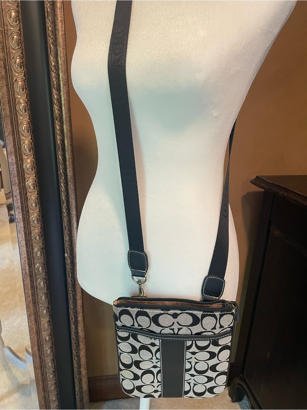 Coach Black & Cream Signature Crossbody